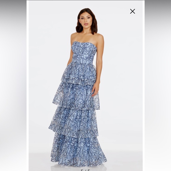 Aubriella Floral Strapless Tiered Gown by Dress the Population, Size Small, NWOT - Picture 1 of 9
